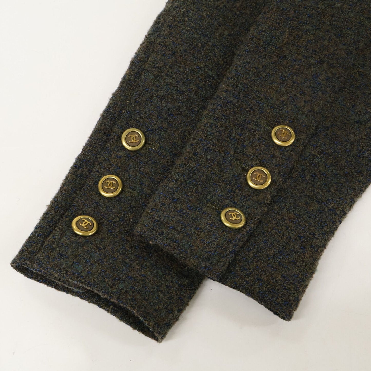 Chanel CC Logo Button Alpaca Blend Tweed Long 44 Coat — view 9