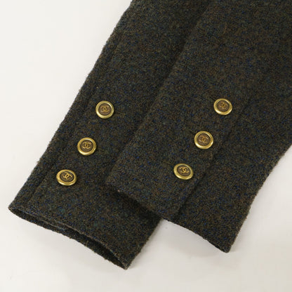 Chanel CC Logo Button Alpaca Blend Tweed Long 44 Coat — view 9