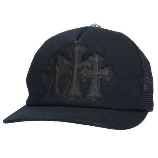 Chrome Hearts Trucker Cap Truck Khaki Cap 3 Cemetary Leather Patch Mesh Cap