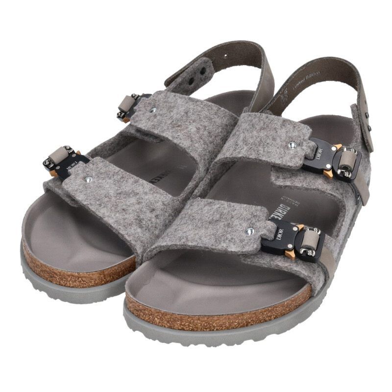 Dior Birkenstock Milano Rollaco Star Buckle Felt Sandals
