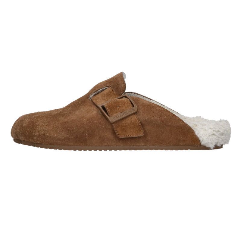 Balenciaga Suede Leather Fur Slide Sandals — view 2