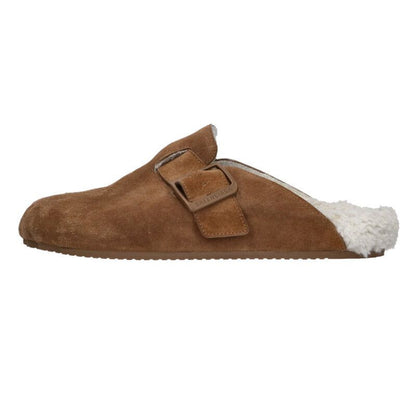 Balenciaga Suede Leather Fur Slide Sandals — view 2