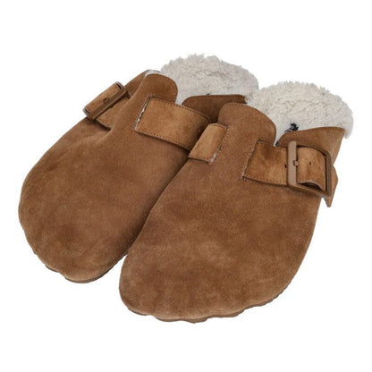Balenciaga Suede Leather Fur Slide Sandals