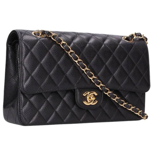 Chanel Quilted 25 Caviar Leather Double Flap Chain Shoulder Bag 25