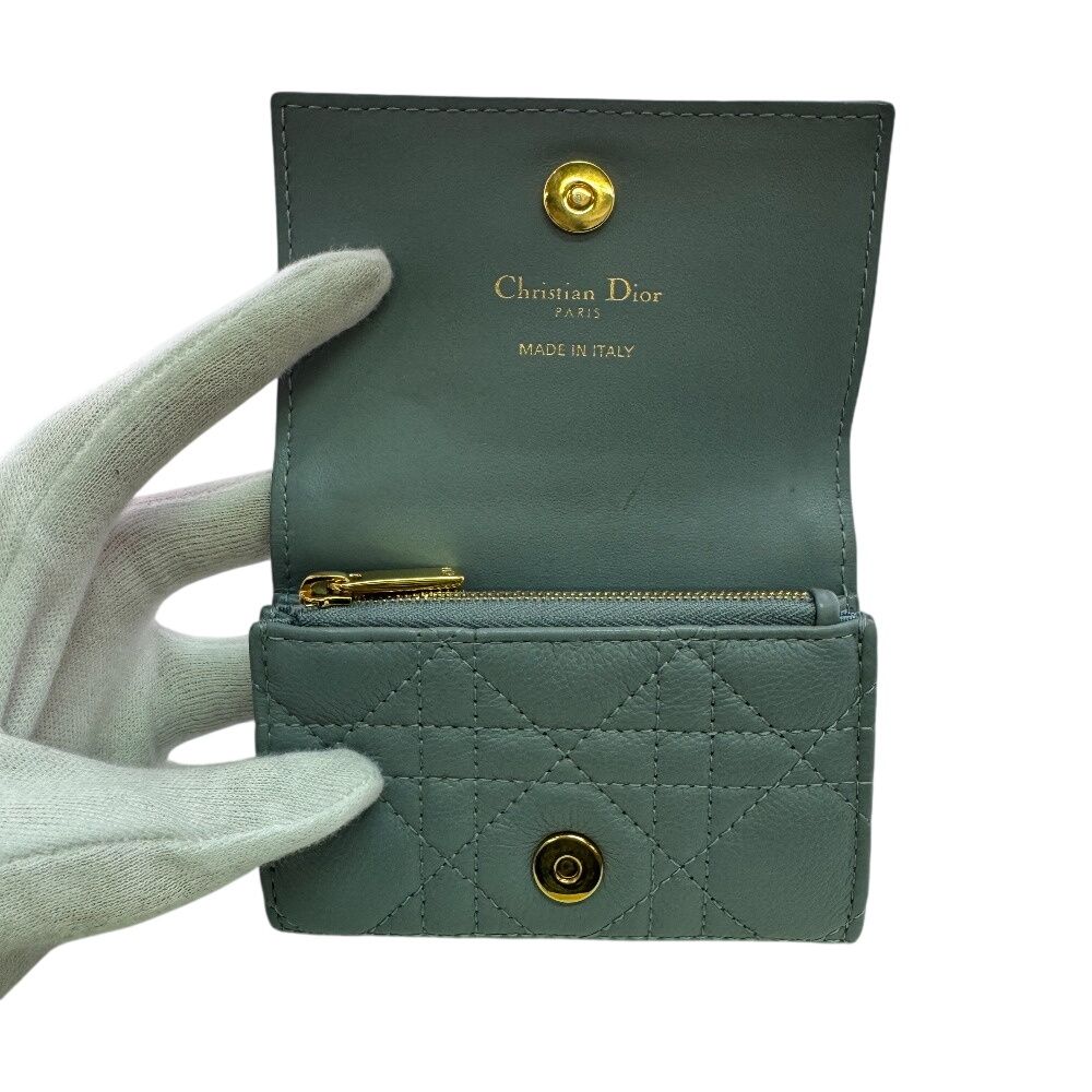 Dior Card Case Coin Purse Era Holder Business Caro Cannage CD Clasp — view 5