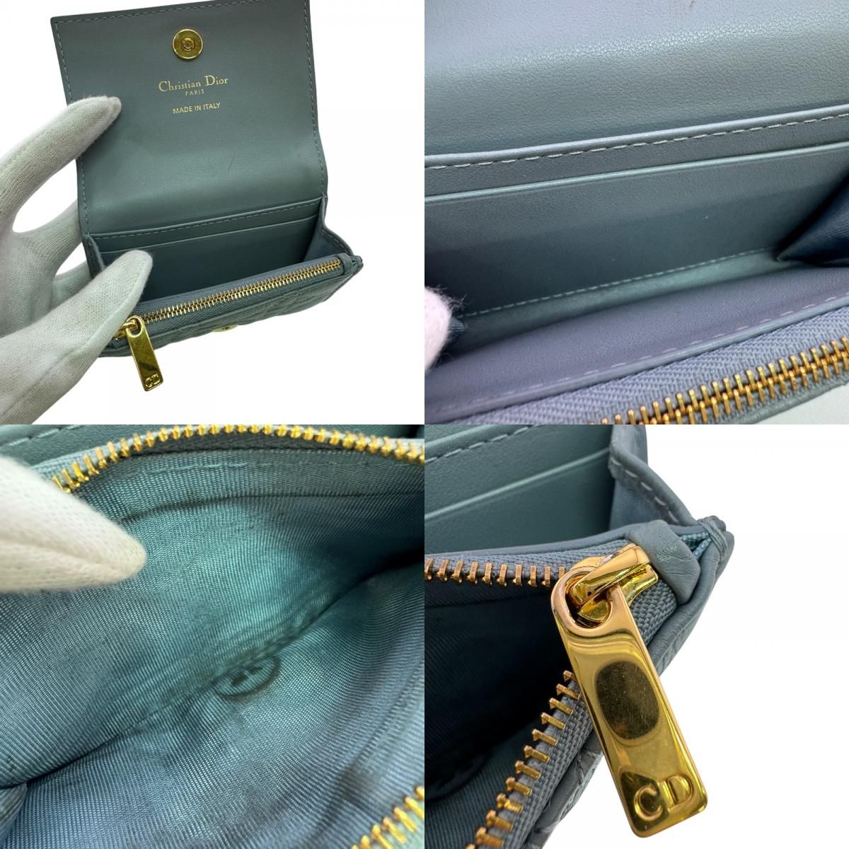 Dior Card Case Coin Purse Era Holder Business Caro Cannage CD Clasp — view 6