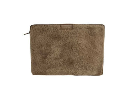 Balenciaga Clutch Bazaar Brown Leather Boa Second Silver