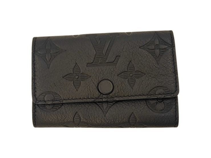 Louis Vuitton Key Case Multicles 6 Black Monogram Shadow Silver Key Holder