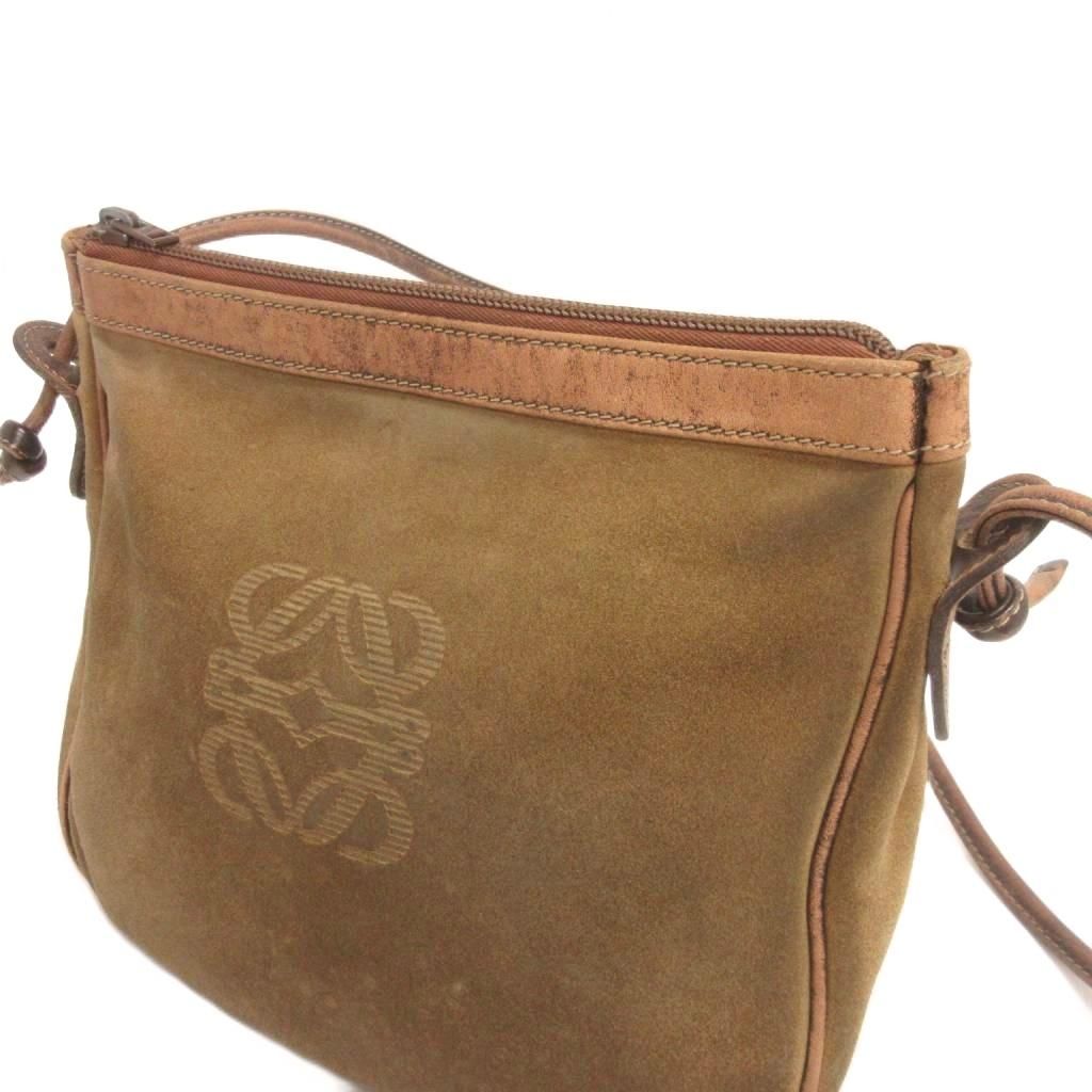 Loewe Anagram Shoulder Bag Suede Green — view 6