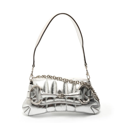 Gucci Shoulder Bag Horsebit Chain 2-Way Leather