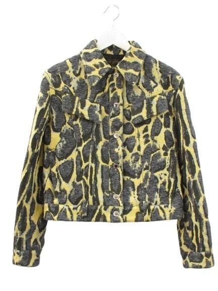Louis Vuitton Leopard Jacquard Jacket 36 Yellow Gray Wool Blend