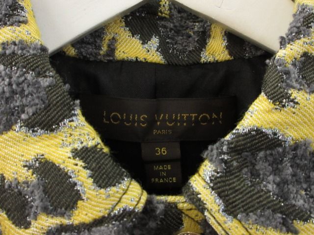 Louis Vuitton Leopard Jacquard Jacket 36 Yellow Gray Wool Blend — view 4