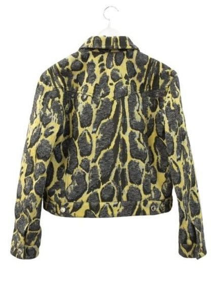 Louis Vuitton Leopard Jacquard Jacket 36 Yellow Gray Wool Blend — view 2