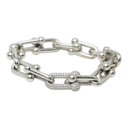 Tiffany & Co Large Link 14 Frame Bracelet 18k White Gold