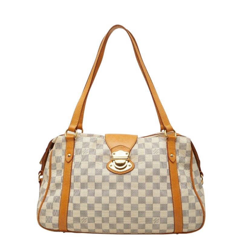 Louis Vuitton Damier Azur Strethe PM Tote Shoulder Bag White Leather