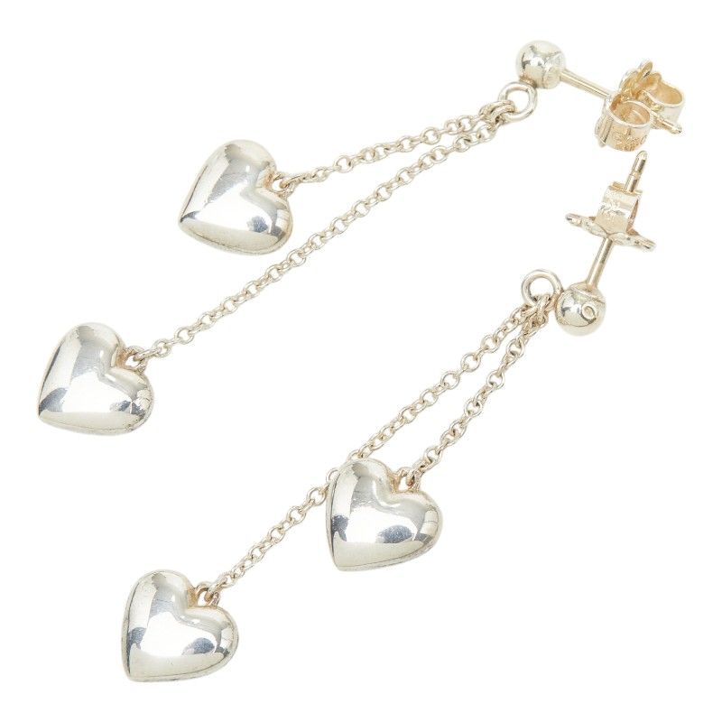Tiffany & Co Double Heart Drop Swing Earrings Silver — view 2