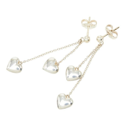 Tiffany & Co Double Heart Drop Swing Earrings Silver