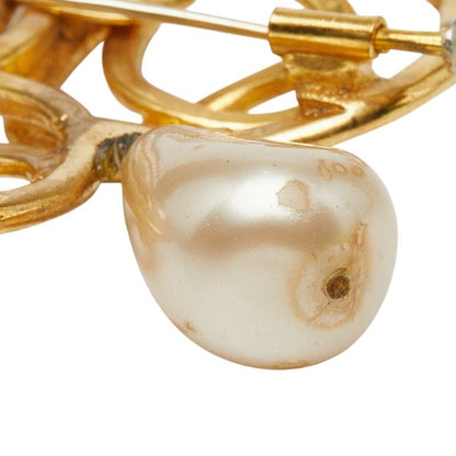 Chanel CC Logo Brooch Gold Plated Faux Pearl — view 4