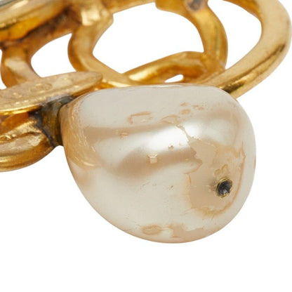 Chanel CC Logo Brooch Gold Plated Faux Pearl — view 3