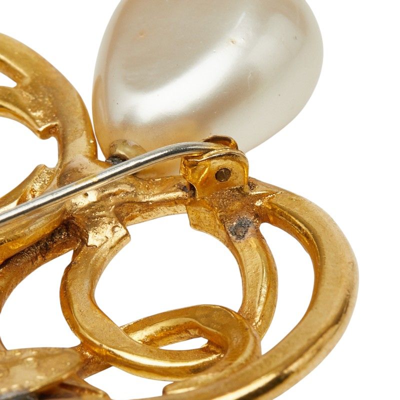 Chanel CC Logo Brooch Gold Plated Faux Pearl — view 6