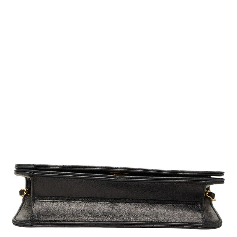 Chanel CC Logo Quilted Crossbody Chain Shoulder Bag Black Lambskin — view 3