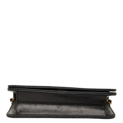Chanel CC Logo Quilted Crossbody Chain Shoulder Bag Black Lambskin — view 3
