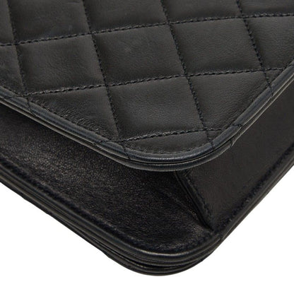 Chanel CC Logo Quilted Crossbody Chain Shoulder Bag Black Lambskin — view 7