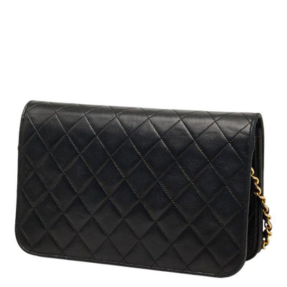 Chanel CC Logo Quilted Crossbody Chain Shoulder Bag Black Lambskin — view 2