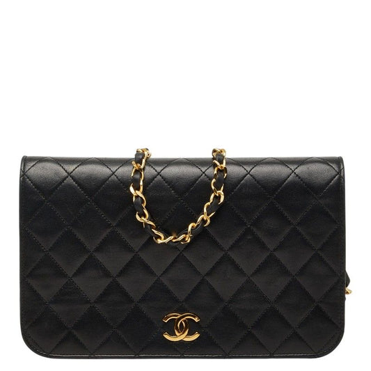 Chanel CC Logo Quilted Crossbody Chain Shoulder Bag Black Lambskin