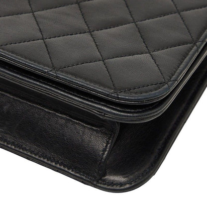 Chanel CC Logo Quilted Crossbody Chain Shoulder Bag Black Lambskin — view 4