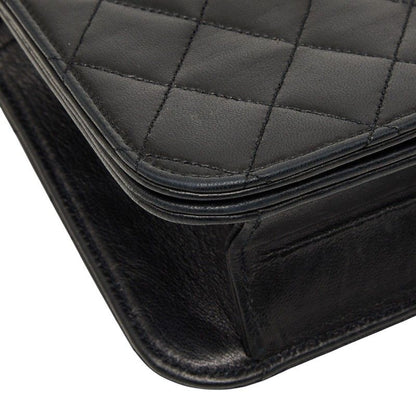 Chanel CC Logo Quilted Crossbody Chain Shoulder Bag Black Lambskin — view 5