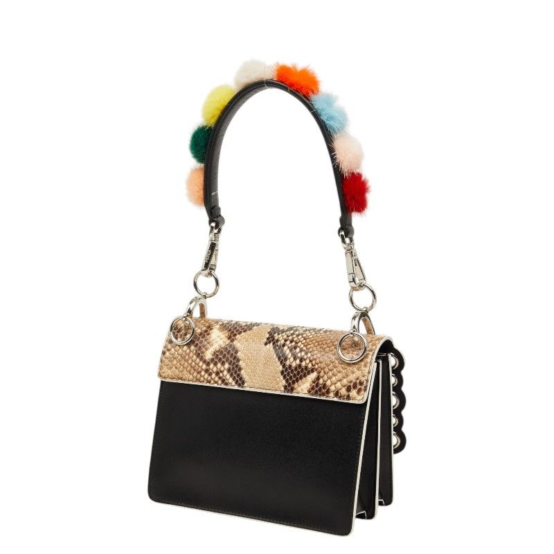 Fendi Canai Mini Chain Shoulder Bag 2-Way Black Brown Leather — view 2