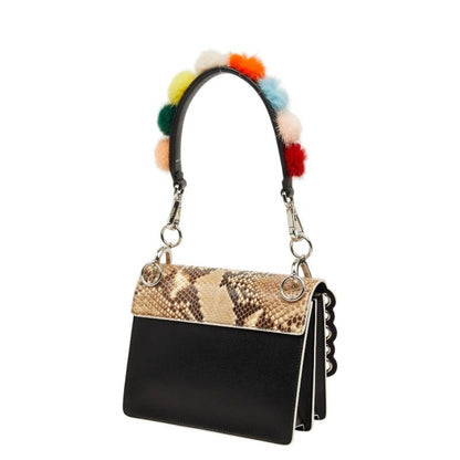 Fendi Canai Mini Chain Shoulder Bag 2-Way Black Brown Leather — view 2