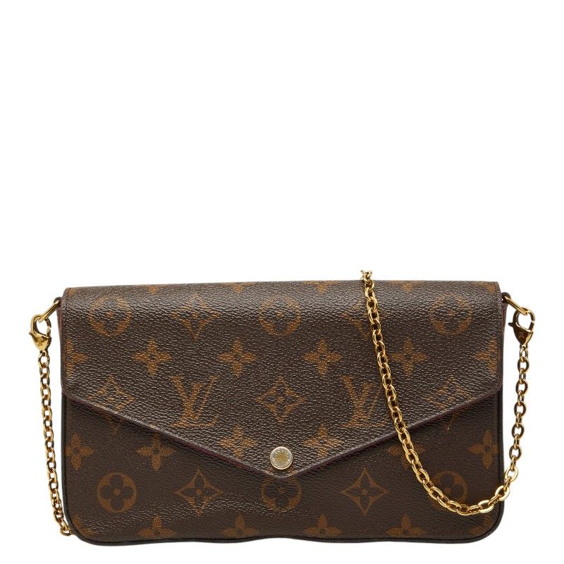 Louis Vuitton Monogram Pochette Felicity Crossbody Chain Shoulder Bag Brown