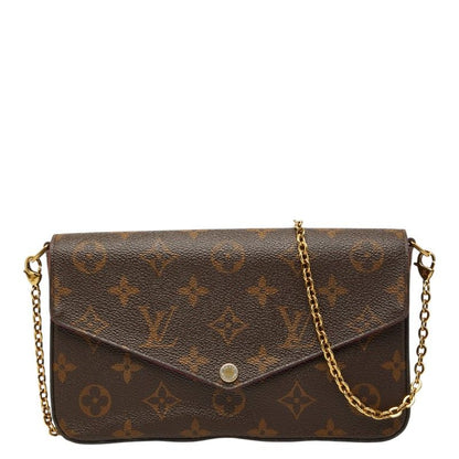 Louis Vuitton Monogram Pochette Felicity Crossbody Chain Shoulder Bag Brown