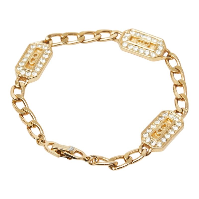 Dior CD Logo Bracelet Gold Plated Rhinestone — view 2