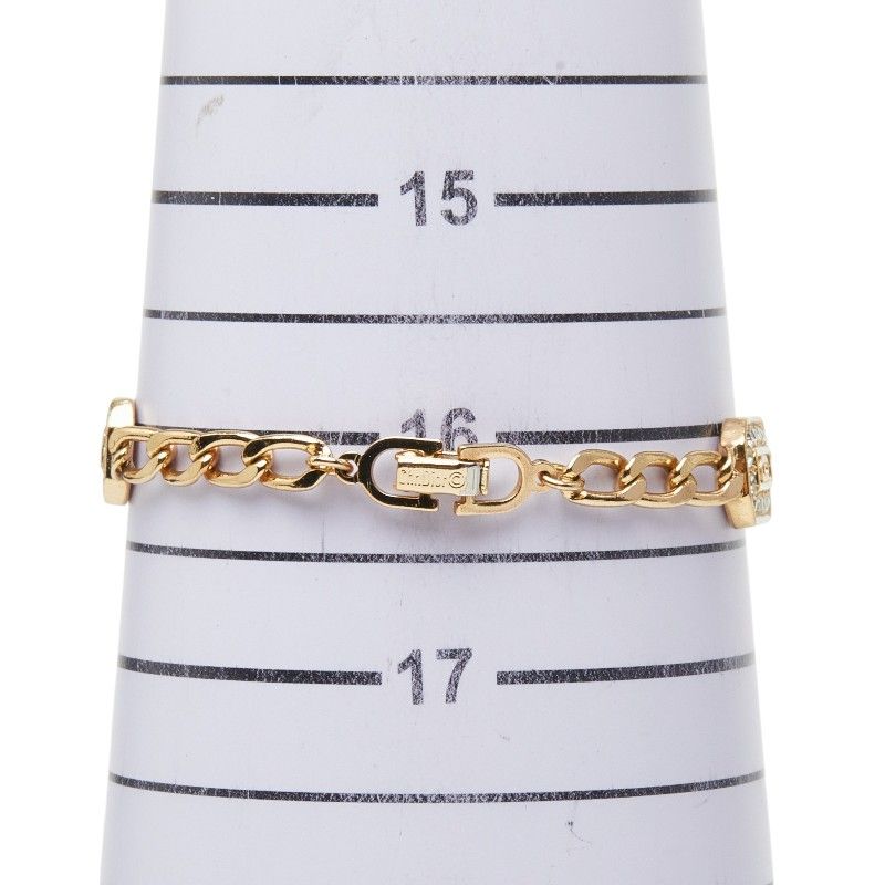 Dior CD Logo Bracelet Gold Plated Rhinestone — view 7