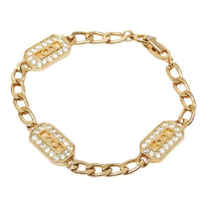Dior CD Logo Bracelet Gold Plated Rhinestone