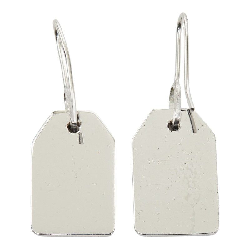 Dior Logo Plate Earrings Silver Black Metal — view 3