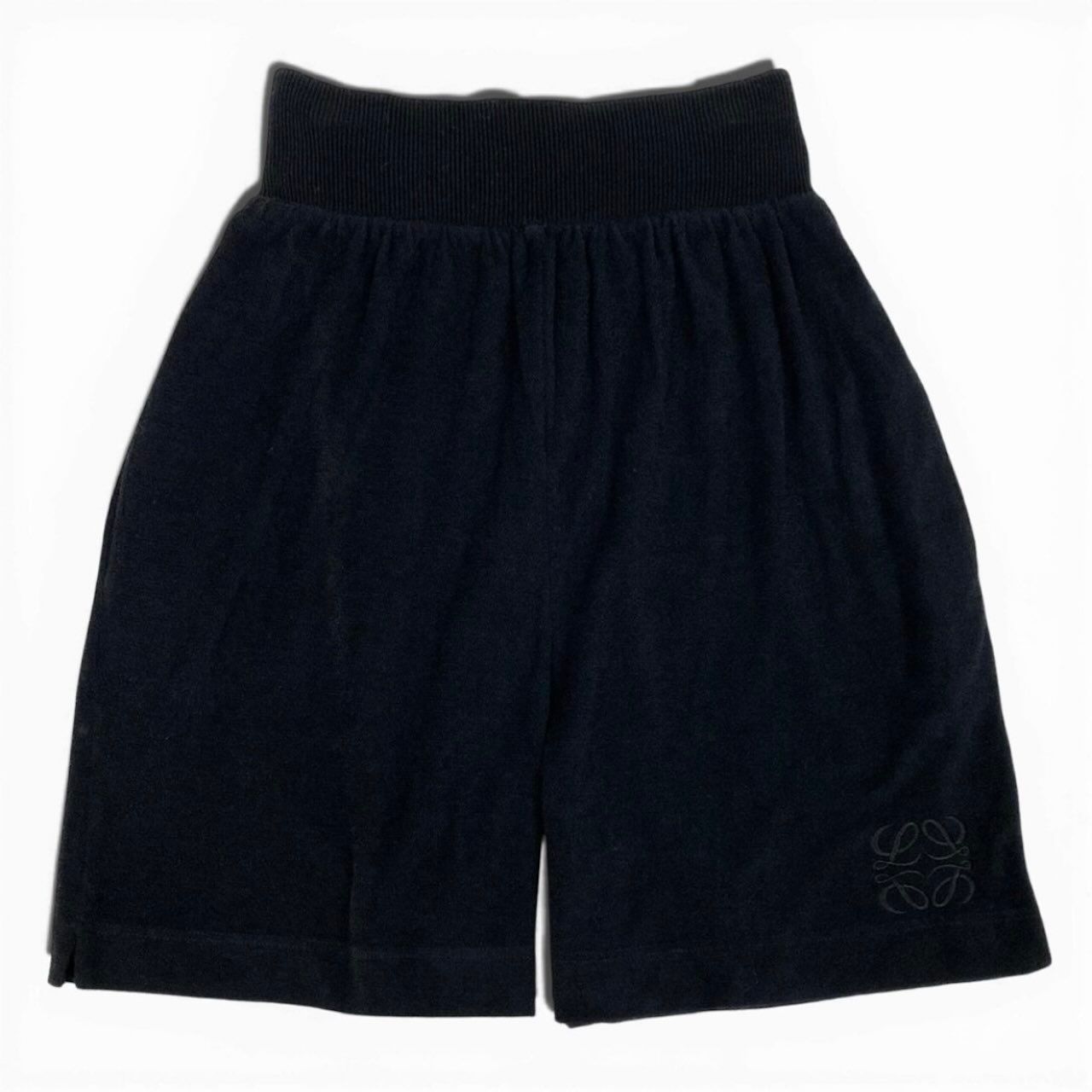 Loewe Logo Embroidery Black Cotton Shorts A3 — view 3