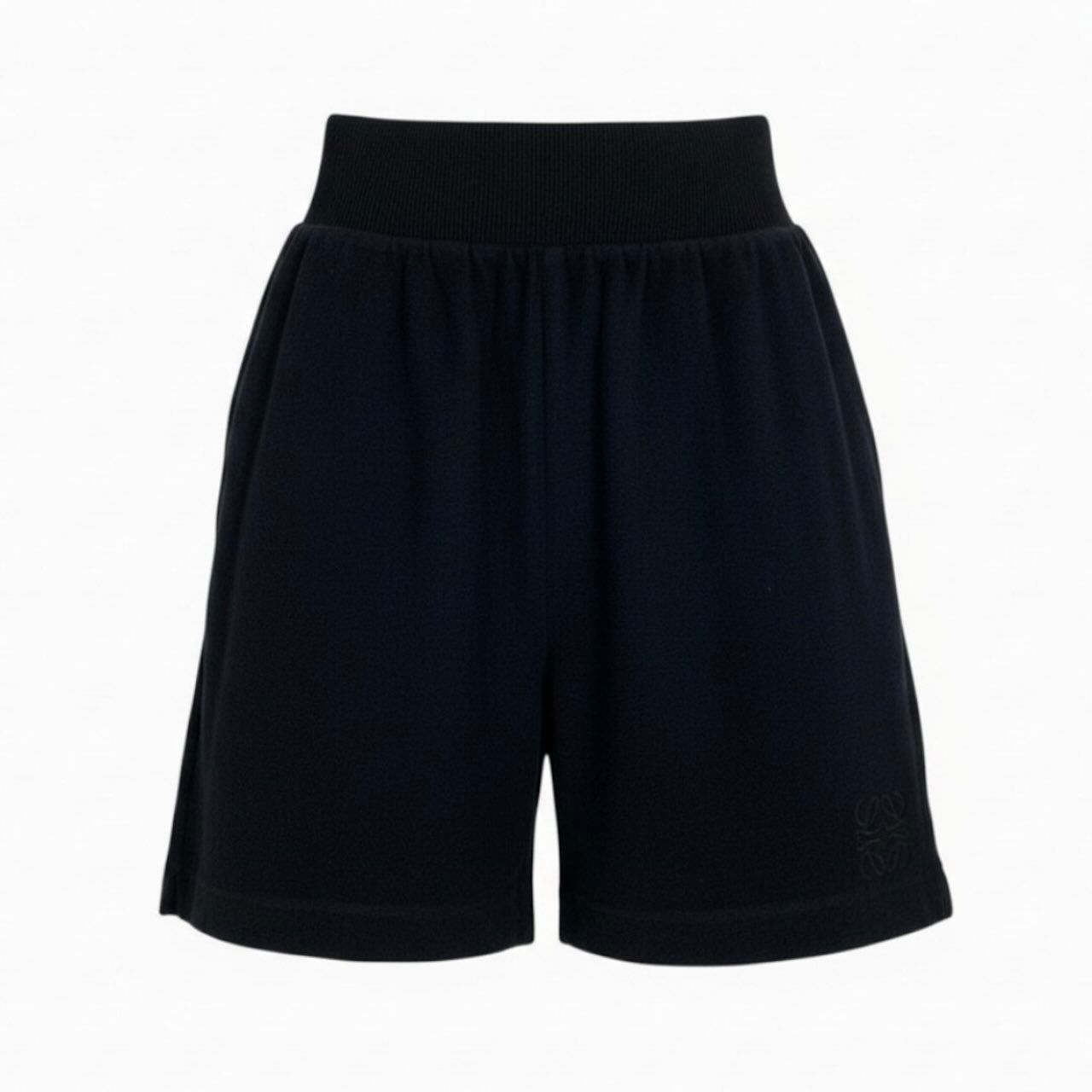 Loewe Logo Embroidery Black Cotton Shorts A3