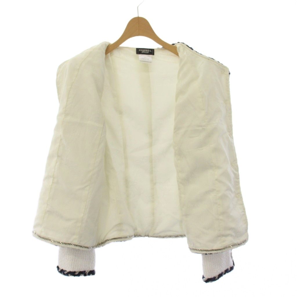 Chanel Uniform Twi Dono Color Jacket CC Logo Bijuu 38 White KH — view 7