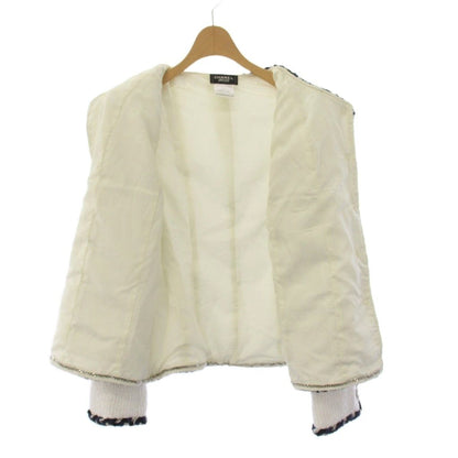 Chanel Uniform Twi Dono Color Jacket CC Logo Bijuu 38 White KH — view 7
