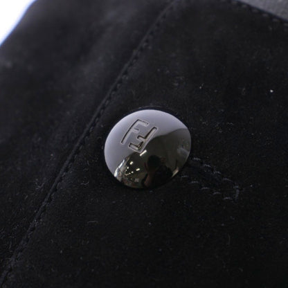 Fendi Long Boots Suede Logo Button 36.5 Black TK — view 8