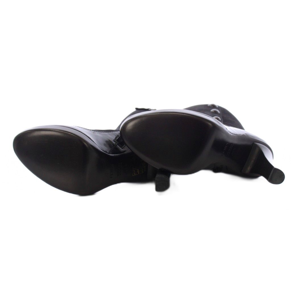 Fendi Long Boots Suede Logo Button 36.5 Black TK — view 6