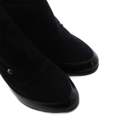 Fendi Long Boots Suede Logo Button 36.5 Black TK — view 3