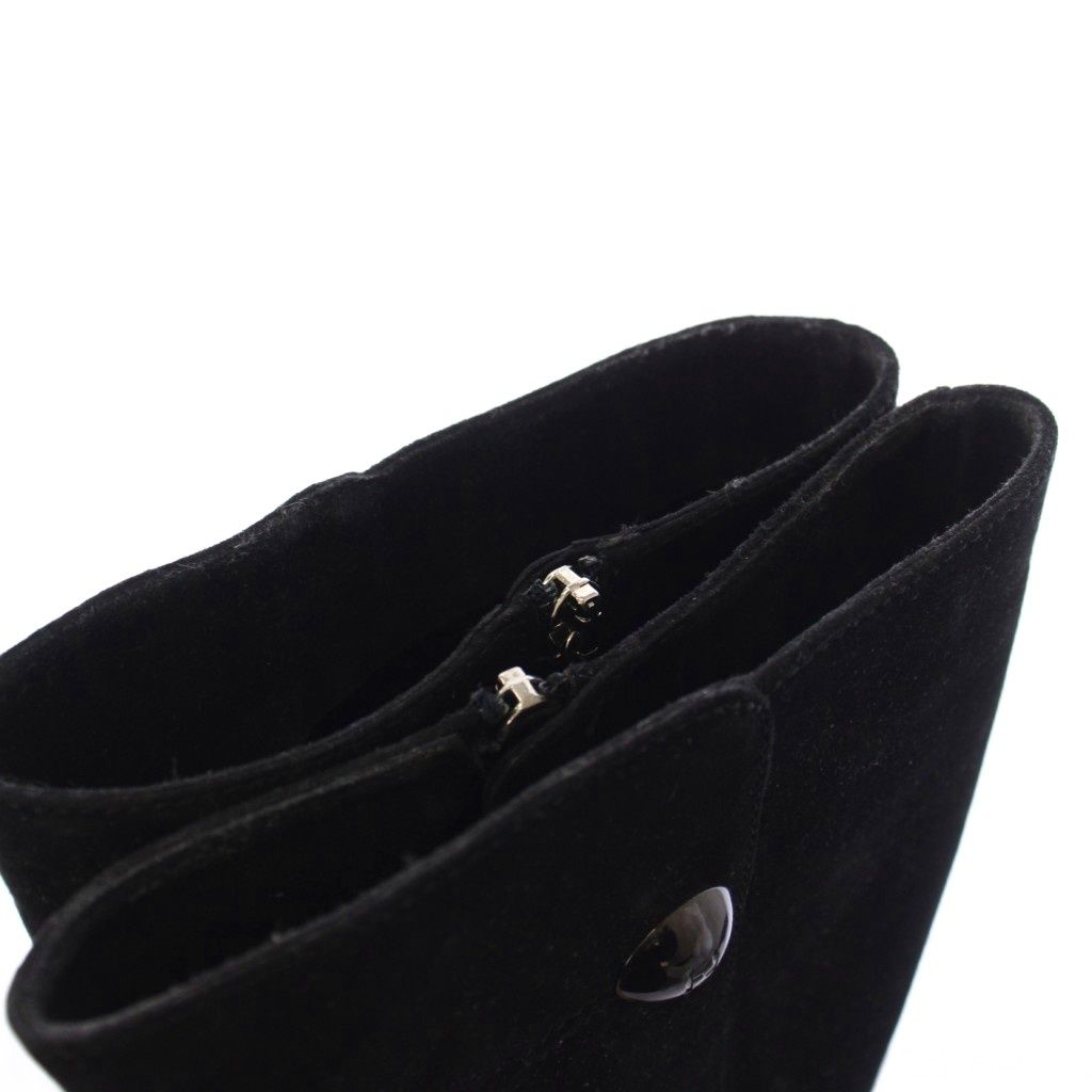 Fendi Long Boots Suede Logo Button 36.5 Black TK — view 5