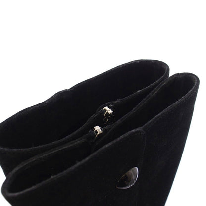 Fendi Long Boots Suede Logo Button 36.5 Black TK — view 5