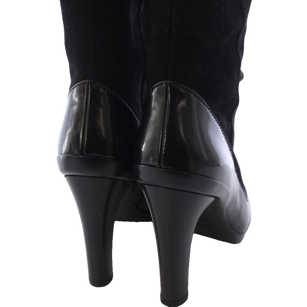 Fendi Long Boots Suede Logo Button 36.5 Black TK — view 4
