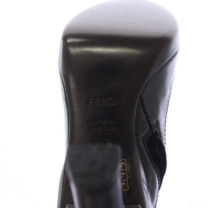 Fendi Long Boots Suede Logo Button 36.5 Black TK — view 7